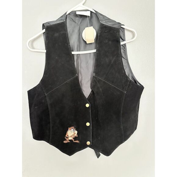 Vintage‎ 90's Looney Tunes Tasmanian Devil Leather Vest - Picture 1 of 5